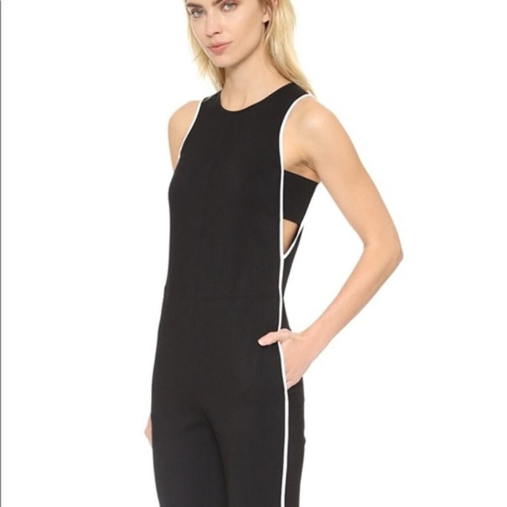 Rag & Bone Luna Black White Trim Sleeveless High Neck Cut Out Sides Jumpsuit 2